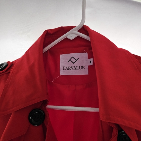 FARVALUE Women's Double Breasted Trench Coat Water Resistant Windbreaker Classic - Picture 2 of 3